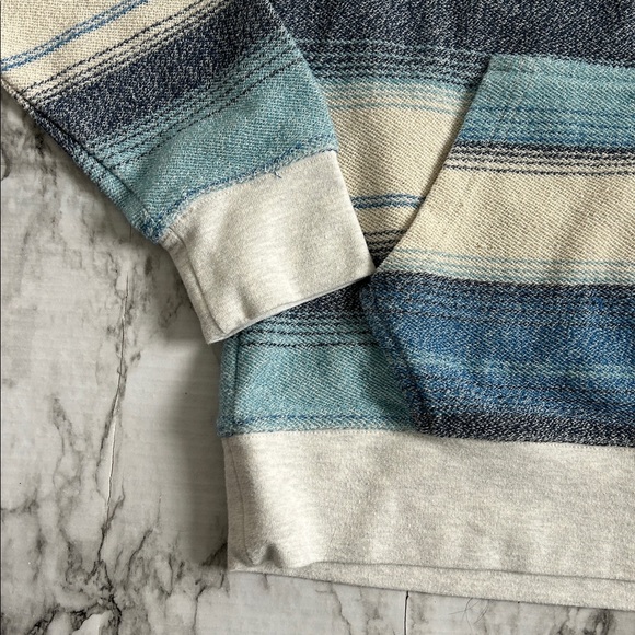 Quicksilver men’s sz large blue and white striped Hoodie surfing skateboarding - Picture 3 of 9